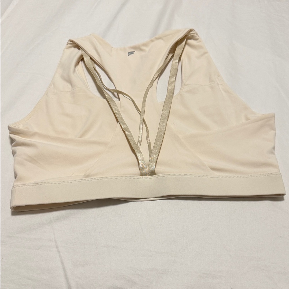 Fabletics Soft Racerback Sports Bra - Cream - Picture 2 of 3